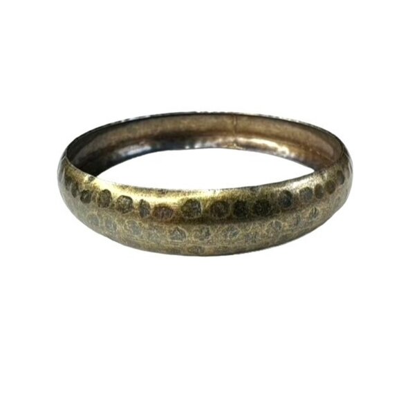Jewelry - Hammered Brass Bangle Bracelet Boho Bohemian Ethnic Retro 6"